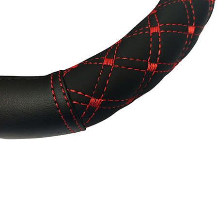 ΚΑΛΥΜΜΑ ΤΙΜΟΝΙΟΥ ΔΕΡΜΑΤΙΝΗ Elegant D Μαύρο Με Κόκκινη Ραφή Medium 38cm