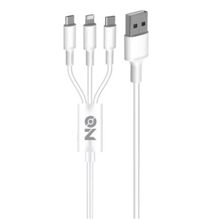 ON Mobile Accessories Καλώδιο USB Φόρτισης 3 Σε 1 Για Lightning Micro Type-c Λευκό (99733)