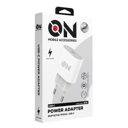 ON Mobile Accessories Φορτιστής USB-C 20W Λευκός (99736)