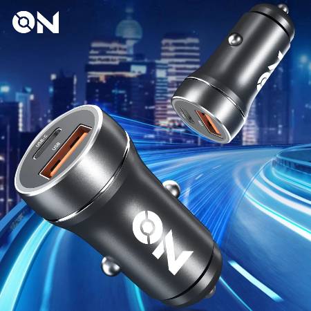 ON Mobile Accessories Φορτιστής Αναπτήρα Αυτοκινήτου με 2 Θύρες USB και USB-c 12-24V Μαύρος (99739)