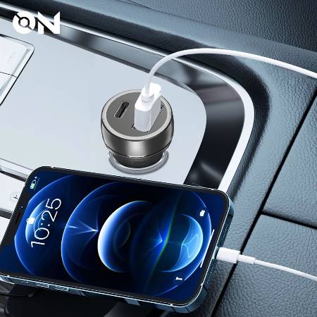 ON Mobile Accessories Φορτιστής Αναπτήρα Αυτοκινήτου με 2 Θύρες USB και USB-c 12-24V Μαύρος (99739)