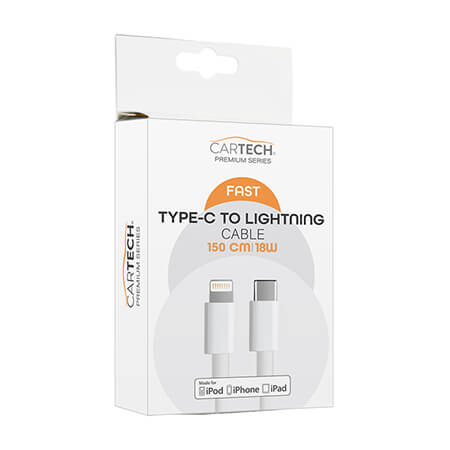 ΚΑΛΩΔΙΟ ΦΟΡΤΙΣΗΣ & ΜΕΤΑΦΟΡΑΣ ΔΕΔΟΜΕΝΩΝ TYPE-C TO LIGHTING 18W 1.5 M FAST CHARGE PREMIUM SERIES – 29674