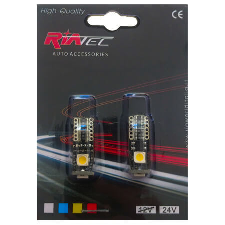 ΛΑΜΠΑ 12V T10 W5W 3LED CANBUS RIATEC MOD988 Σετ 2Τεμ.
