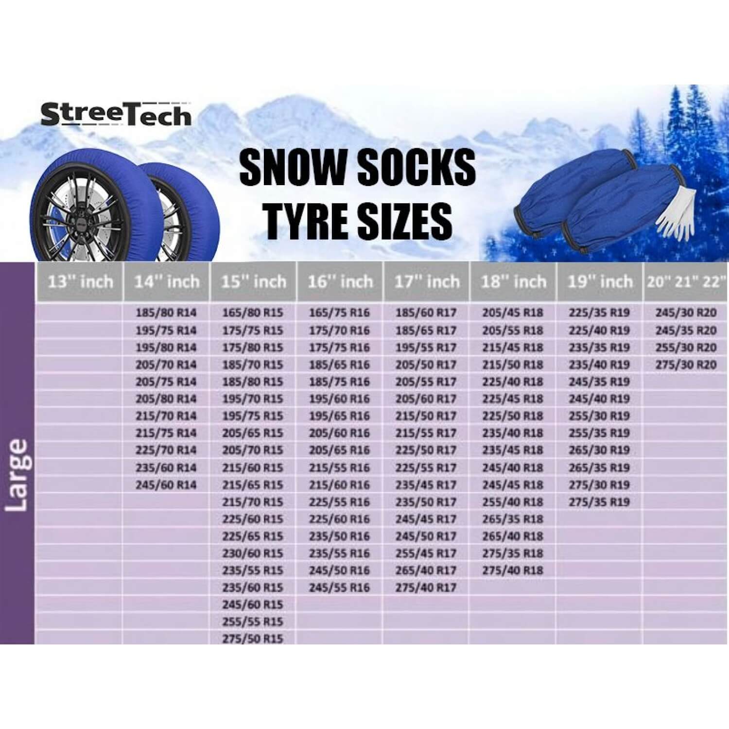 Χιονοκουβέρτες Streetech Pro Series – λευκό χρώμα – μέγεθος LARGE – σετ 2τμχ