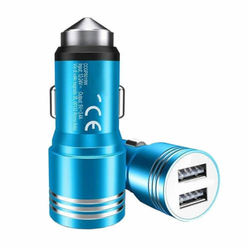 Φορτιστής Αναπτήρα Αυτοκινήτου Με 2 USB Γαλάζιο