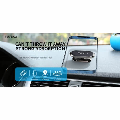 Βάση Κινητού Τηλεφώνου Μαγνητική Tranyco Z7 Ασημί-Μαύρο